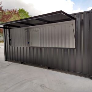 20 ft Barcontainer zwart met luik en elektriciteit