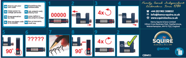 Squire® CBW85 Cijferhangslot met pin - Afbeelding 5
