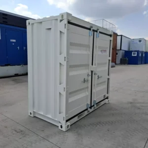 Nieuwe 4ft opslagcontainer wit – zijaanzicht