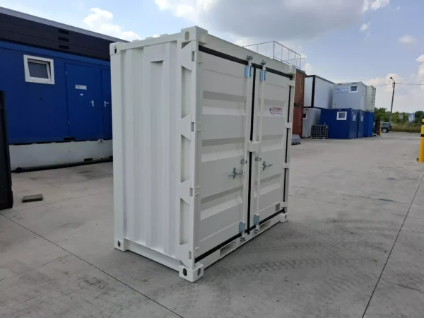 Nieuwe 4ft opslagcontainer wit – zijaanzicht