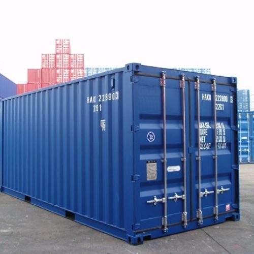 Eerste Reis 40FT High Cube Open Side Zeecontainer op locatie.