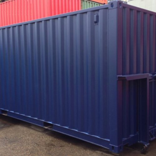 eerste reis 20ft zeecontainer met slede