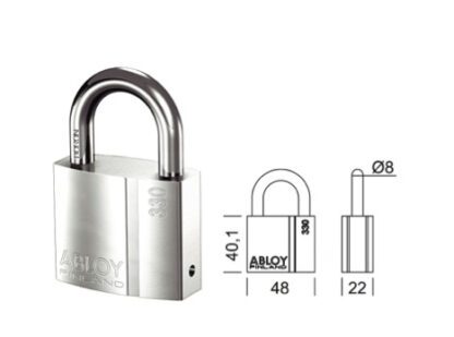 pl330 25 abloy hangslot met 25mm beugel breedte slot kast 48mm en dikte slotkast 22 mm diameter 8 mm